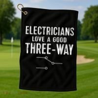 Funny Electrician Gift for Three Way Electrical Engineer Golf Towel thumb 1