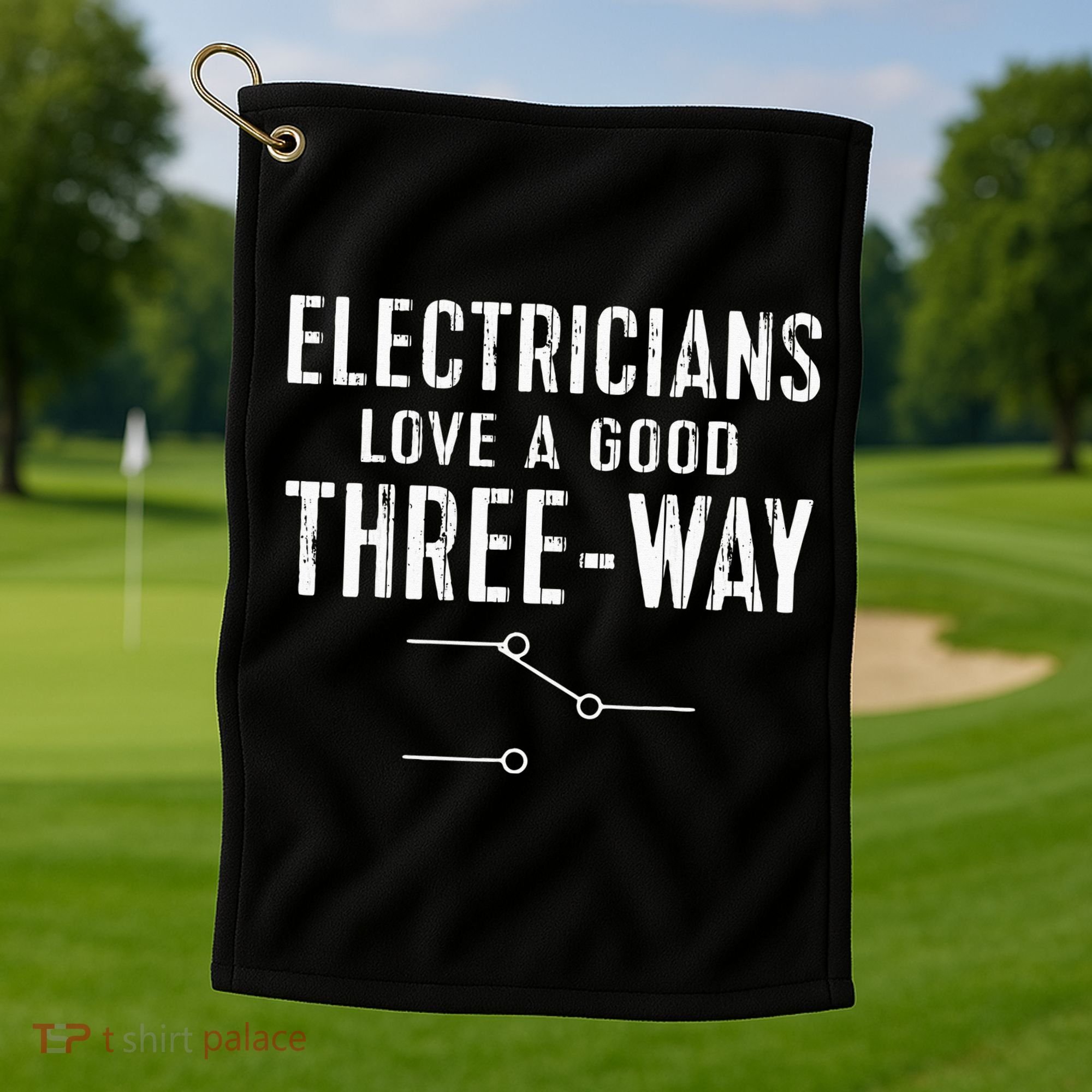 Funny Electrician Gift for Three Way Electrical Engineer Golf Towel