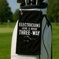 Funny Electrician Gift for Three Way Electrical Engineer Golf Towel thumb 2