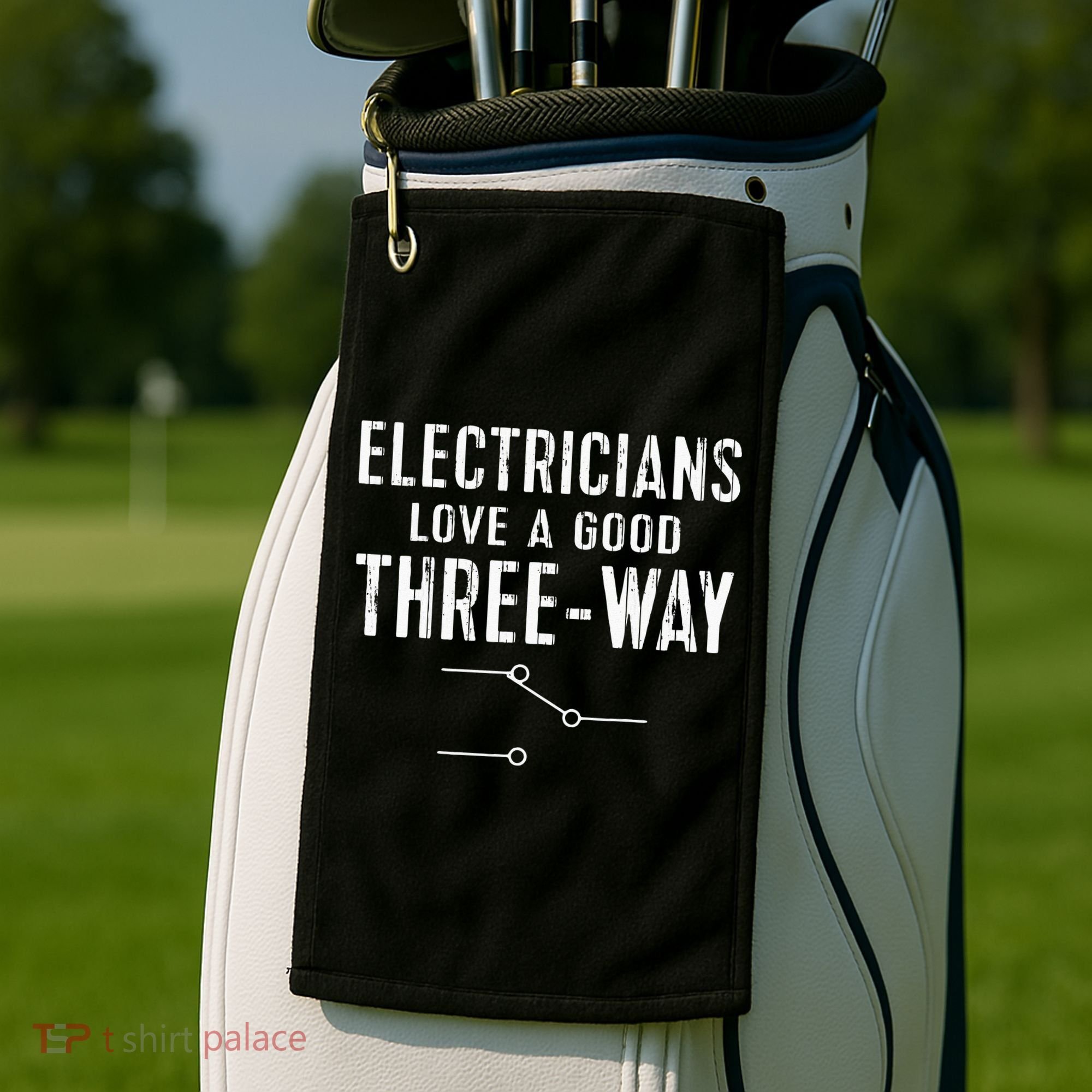 Funny Electrician Gift for Three Way Electrical Engineer Golf Towel