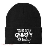 Feeling Extra Grinchy Today Funny Christmas Beanie thumb 0