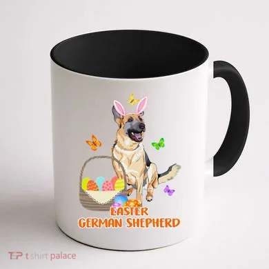 Funny Easter German Shepherd Easter Bunny Dog Coffee Mug back