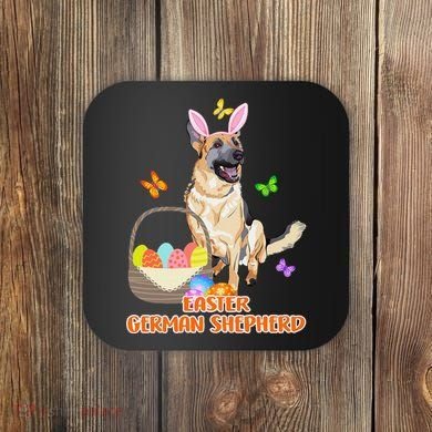 Funny Easter German Shepherd Easter Bunny Dog Coaster