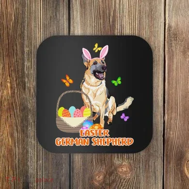 Funny Easter German Shepherd Easter Bunny Dog Coaster
