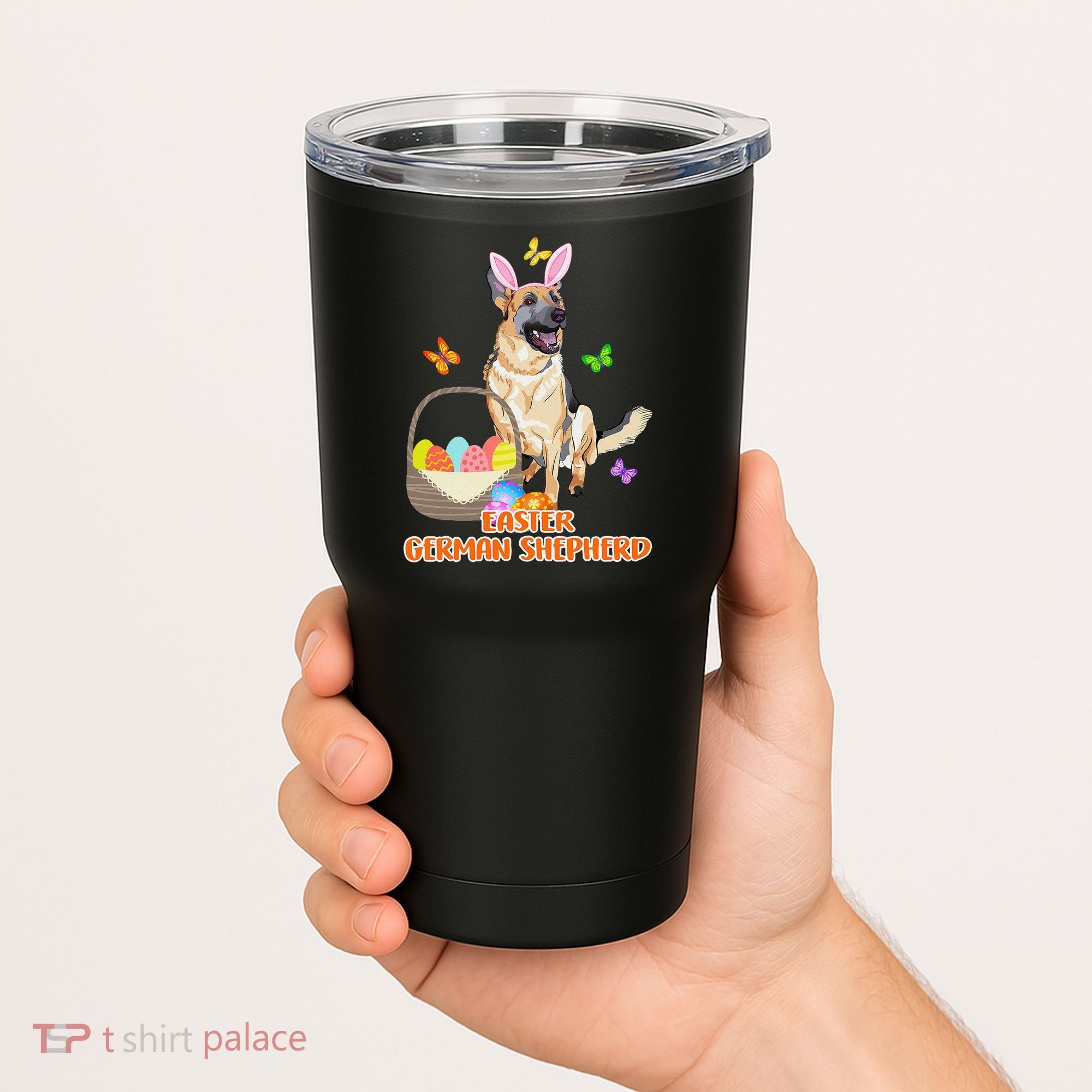 Funny Easter German Shepherd Easter Bunny Dog Tumbler