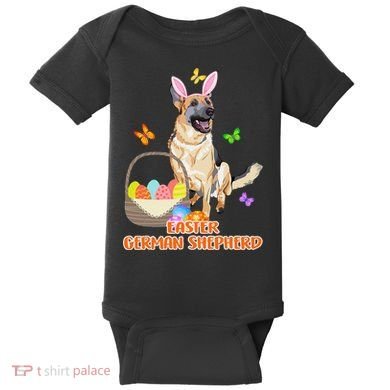 Funny Easter German Shepherd Easter Bunny Dog Baby Bodysuit