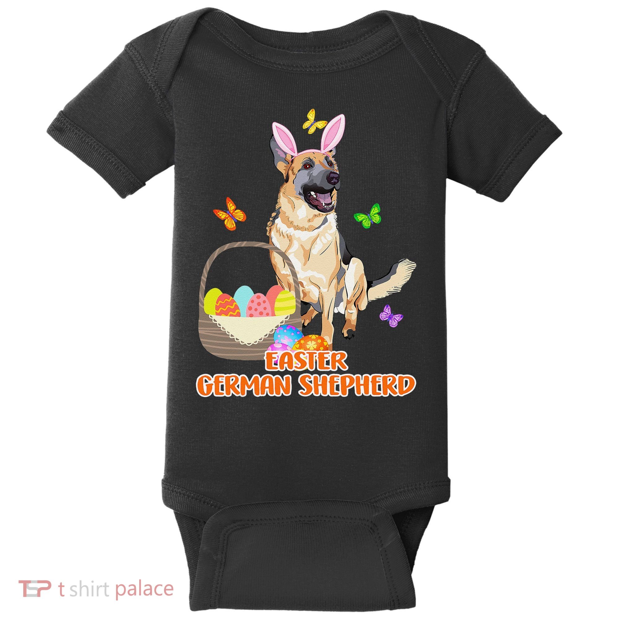 Funny Easter German Shepherd Easter Bunny Dog Baby Bodysuit