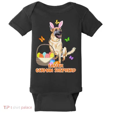 Funny Easter German Shepherd Easter Bunny Dog Baby Bodysuit