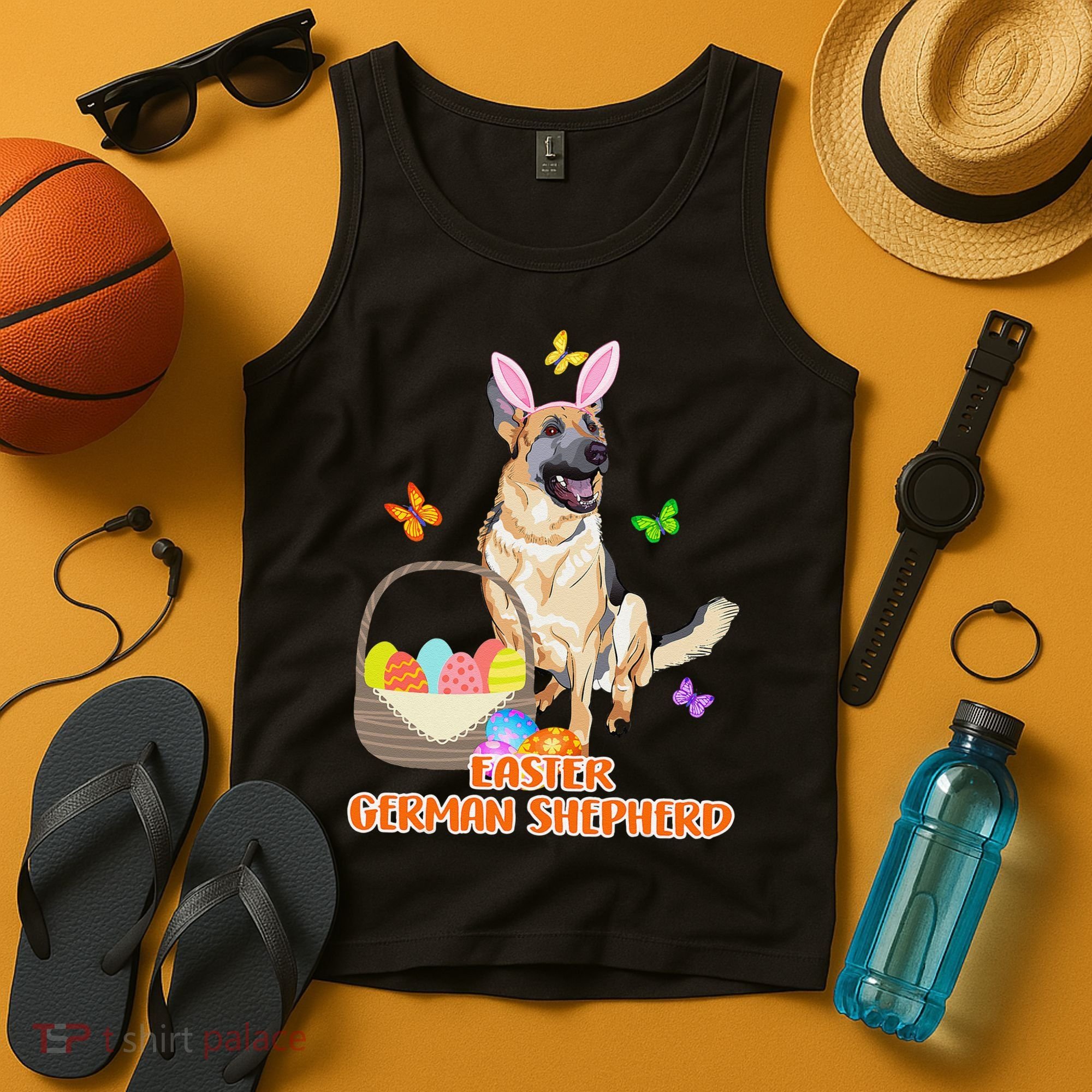 Funny Easter German Shepherd Easter Bunny Dog Tank Top