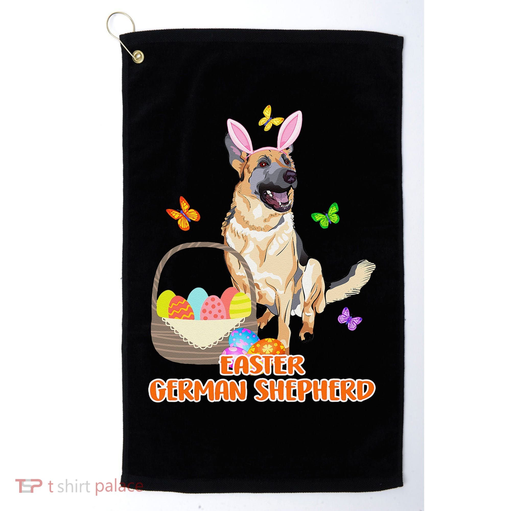 Funny Easter German Shepherd Easter Bunny Dog Golf Towel