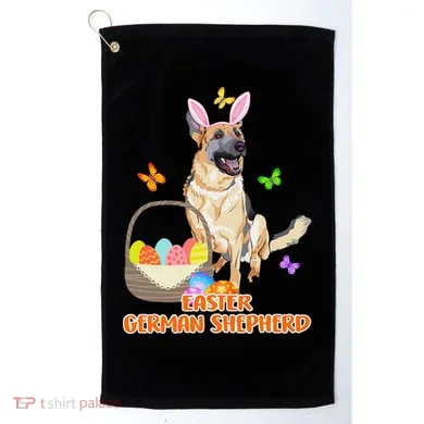 Funny Easter German Shepherd Easter Bunny Dog Golf Towel