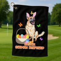 Funny Easter German Shepherd Easter Bunny Dog Golf Towel thumb 1