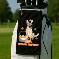Funny Easter German Shepherd Easter Bunny Dog Golf Towel thumb 2