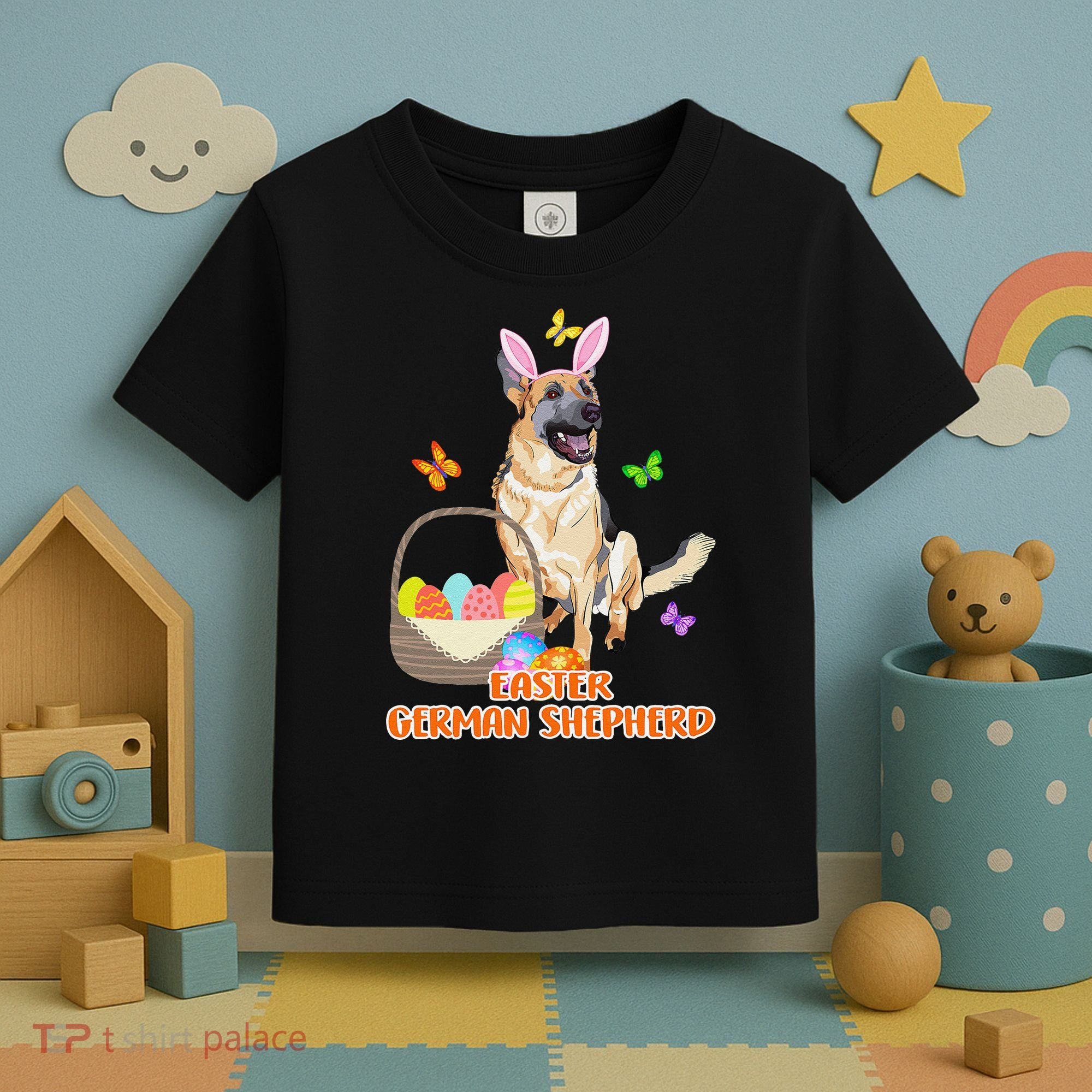 Funny Easter German Shepherd Easter Bunny Dog Toddler T-Shirt