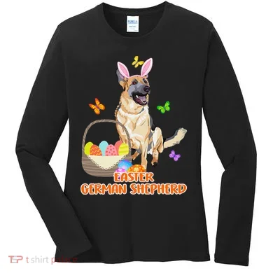 Funny Easter German Shepherd Easter Bunny Dog Women's Long Sleeve Shirt