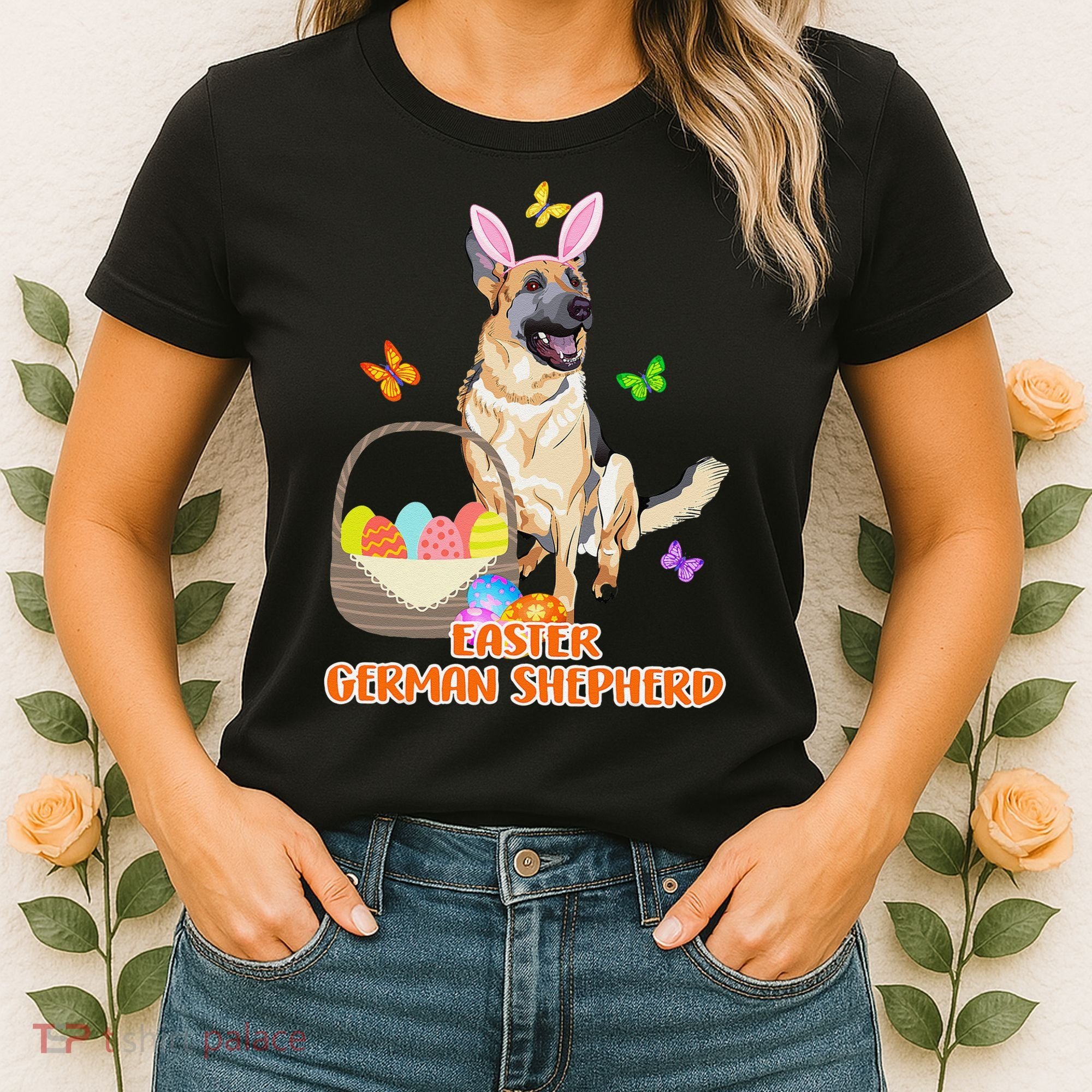 Funny Easter German Shepherd Easter Bunny Dog Women's T-Shirt