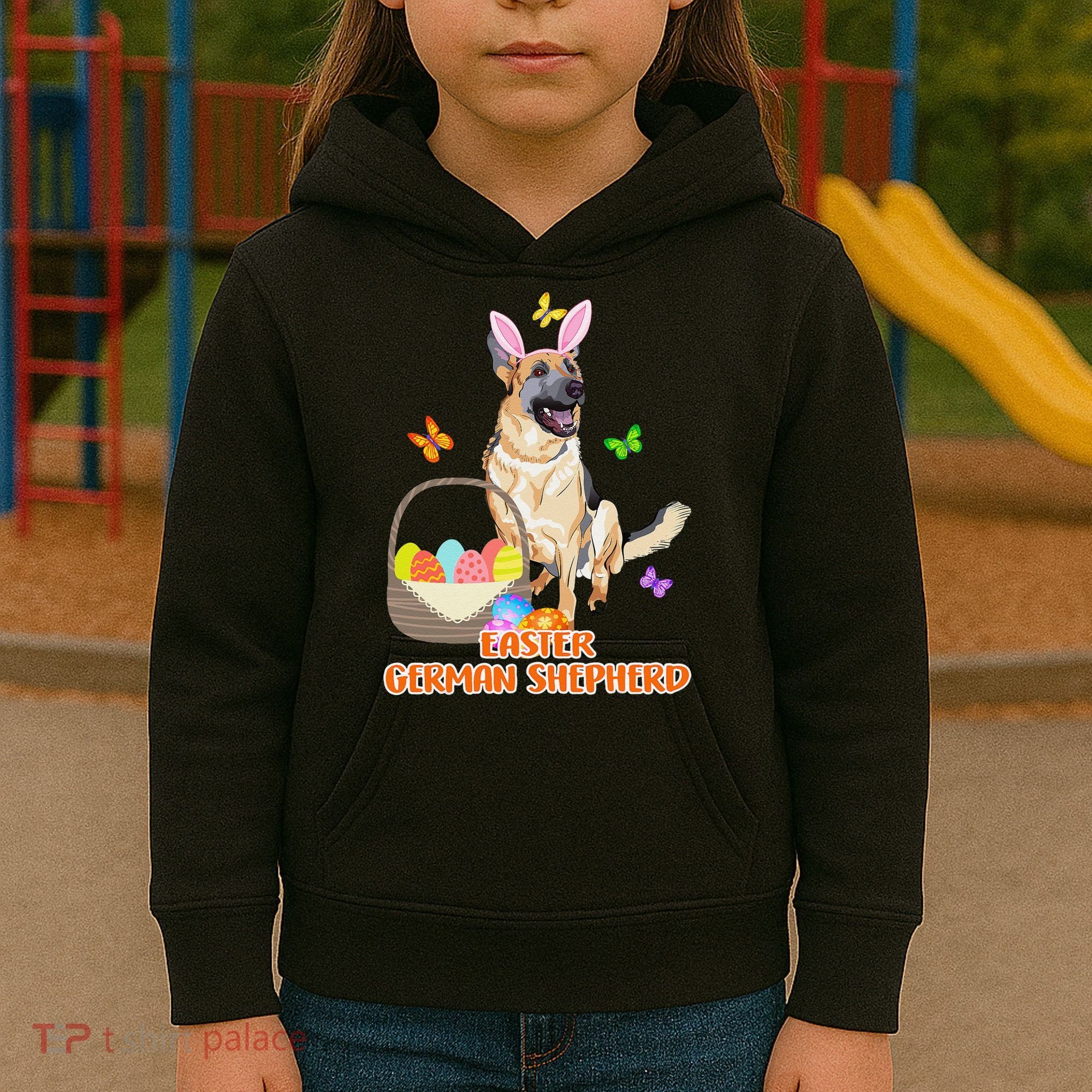 Funny Easter German Shepherd Easter Bunny Dog Kids Hoodie
