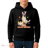 Funny Easter German Shepherd Easter Bunny Dog Kids Hoodie thumb 4