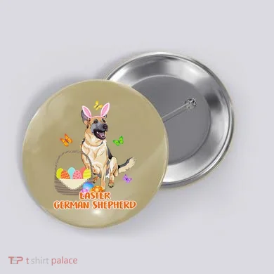 Funny Easter German Shepherd Easter Bunny Dog Button