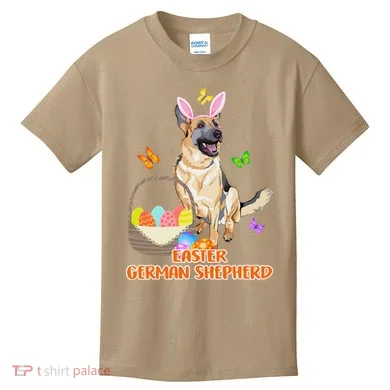 Funny Easter German Shepherd Easter Bunny Dog Kids T-Shirt
