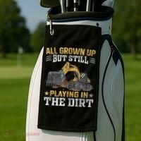 Funny Excavator Heavy Equipment Operator Playing In The Dirt Golf Towel thumb 2