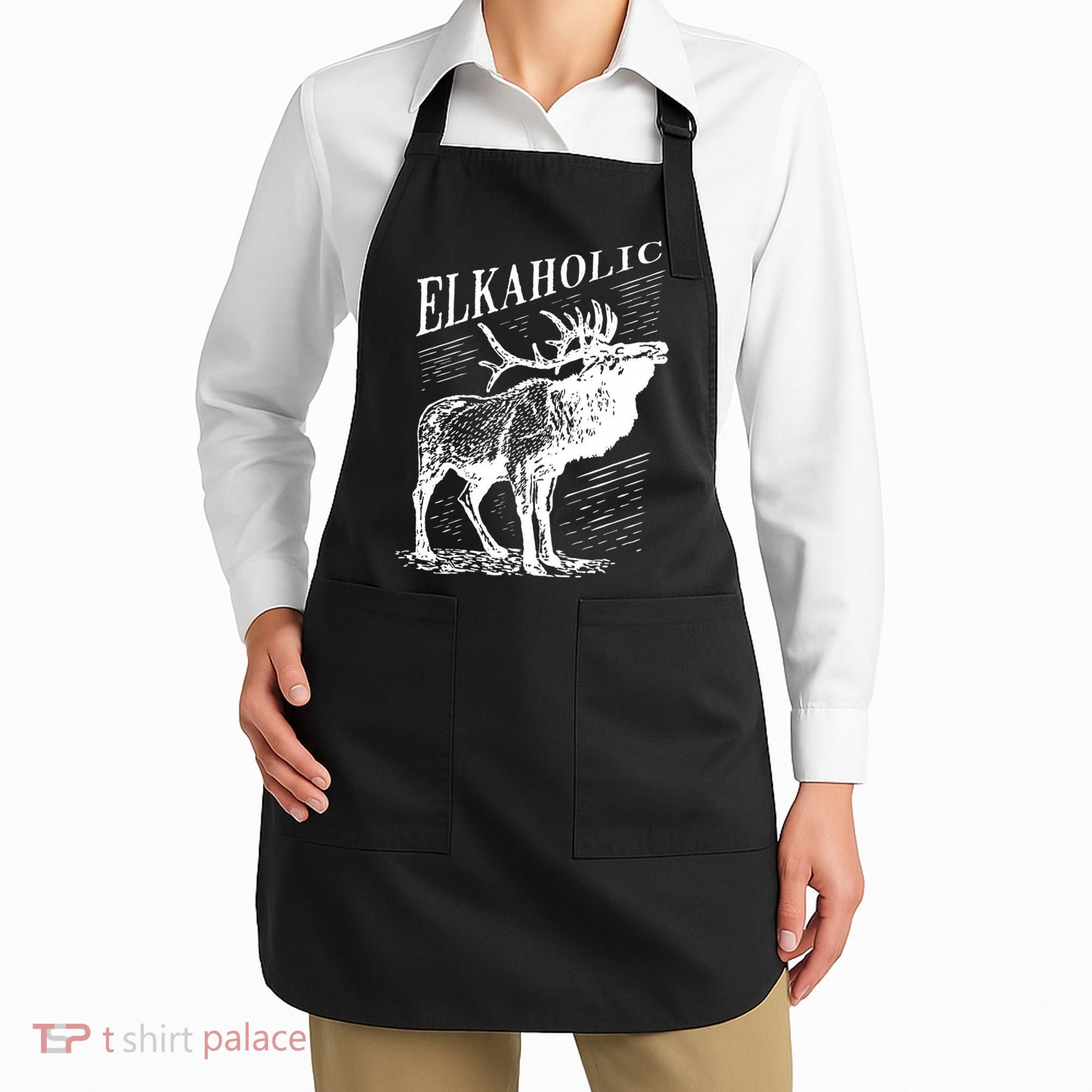 Funny Elk Hunting Elkaholic For Hunters Apron