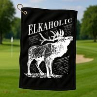 Funny Elk Hunting Elkaholic For Hunters Golf Towel thumb 1