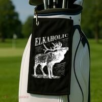 Funny Elk Hunting Elkaholic For Hunters Golf Towel thumb 2