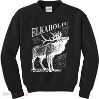 Funny Elk Hunting Elkaholic For Hunters Kids Sweatshirt thumb 0