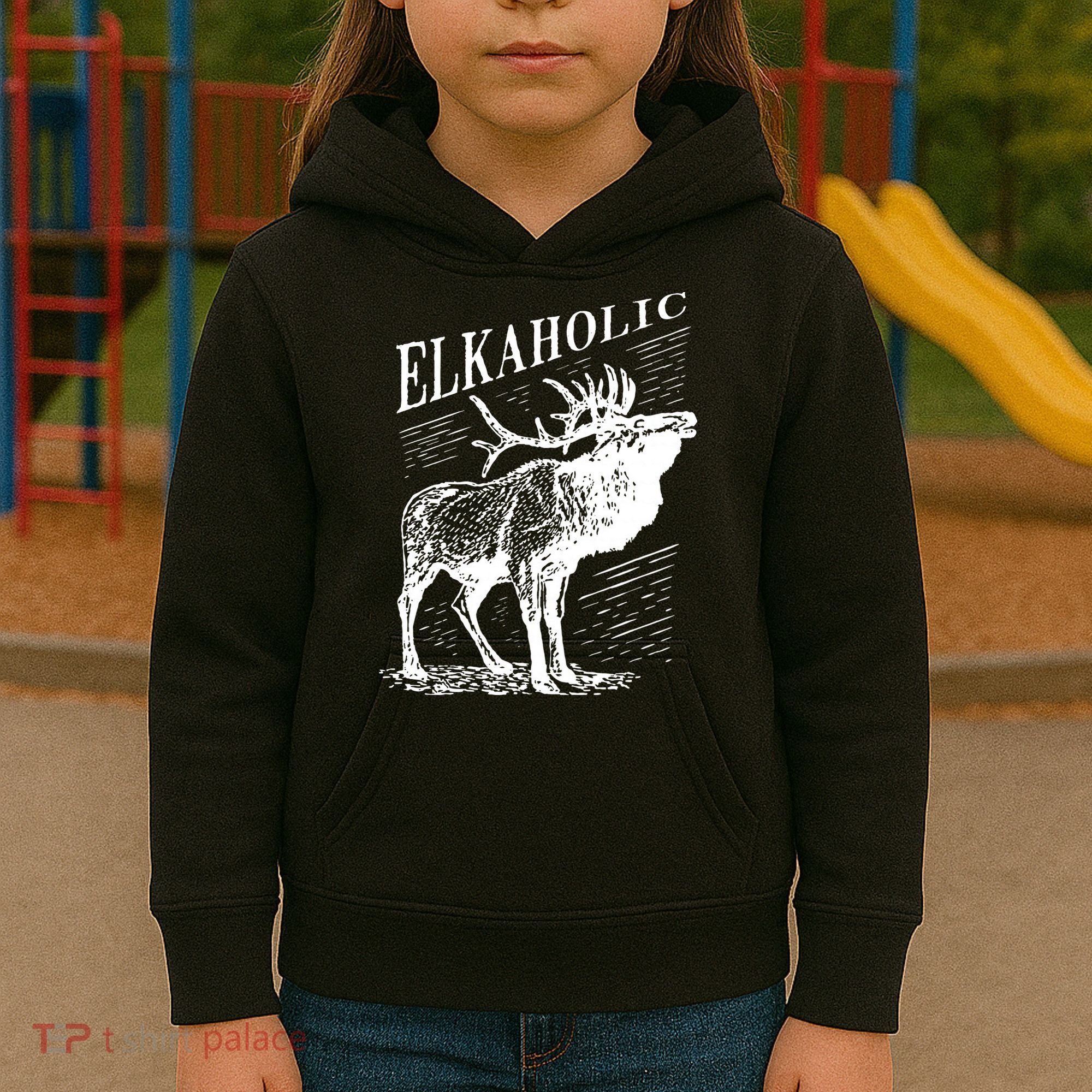 Funny Elk Hunting Elkaholic For Hunters Kids Hoodie