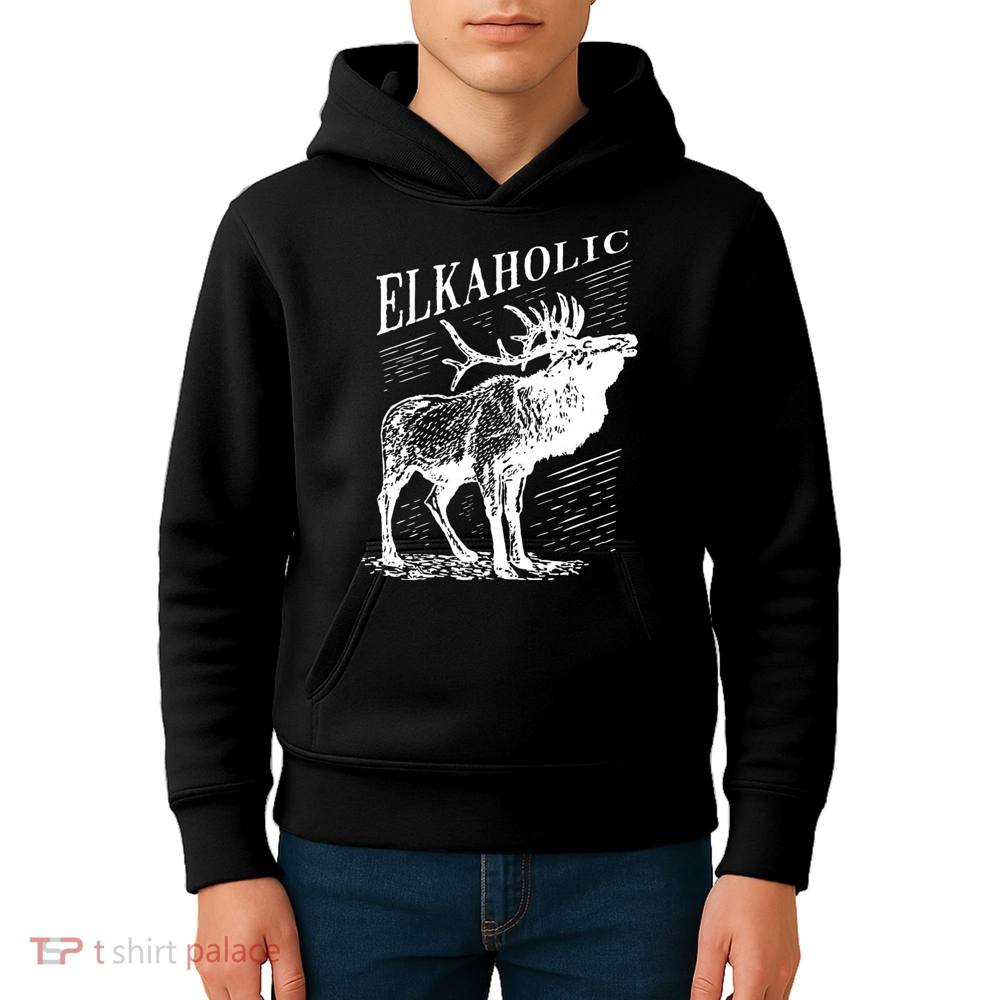 Funny Elk Hunting Elkaholic For Hunters Kids Hoodie