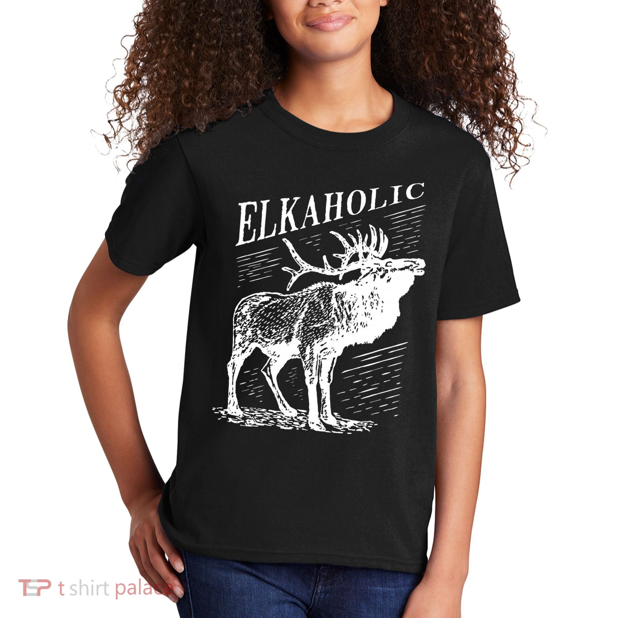 Funny Elk Hunting Elkaholic For Hunters Kids T-Shirt