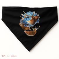Funny Elk Hunting Elk Howling At The Moon USA-Made Doggie Bandana thumb 0