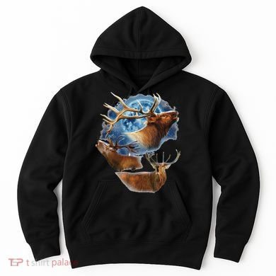 Funny Elk Hunting Elk Howling At The Moon Hoodie