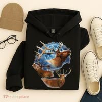 Funny Elk Hunting Elk Howling At The Moon Hoodie thumb 4