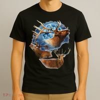 Funny Elk Hunting Elk Howling At The Moon T-Shirt thumb 3