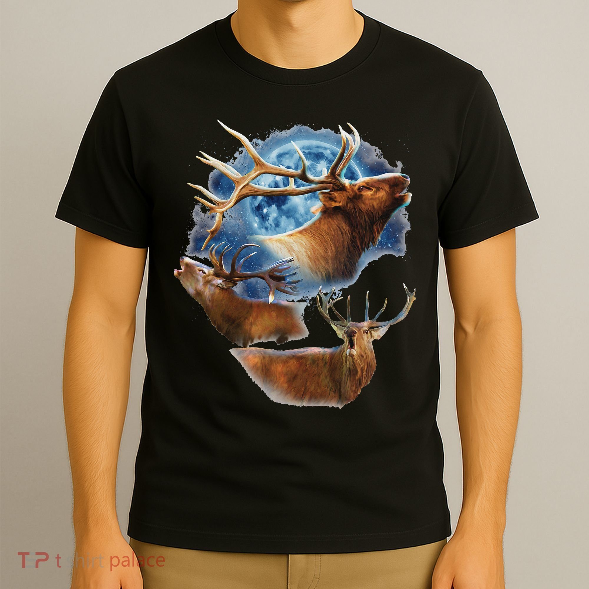 Funny Elk Hunting Elk Howling At The Moon T-Shirt