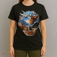 Funny Elk Hunting Elk Howling At The Moon T-Shirt thumb 4