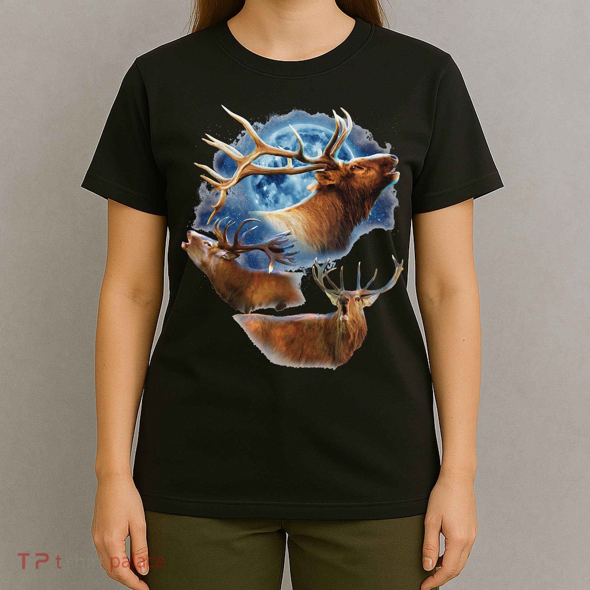 Funny Elk Hunting Elk Howling At The Moon T-Shirt