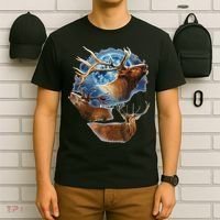 Funny Elk Hunting Elk Howling At The Moon T-Shirt thumb 6