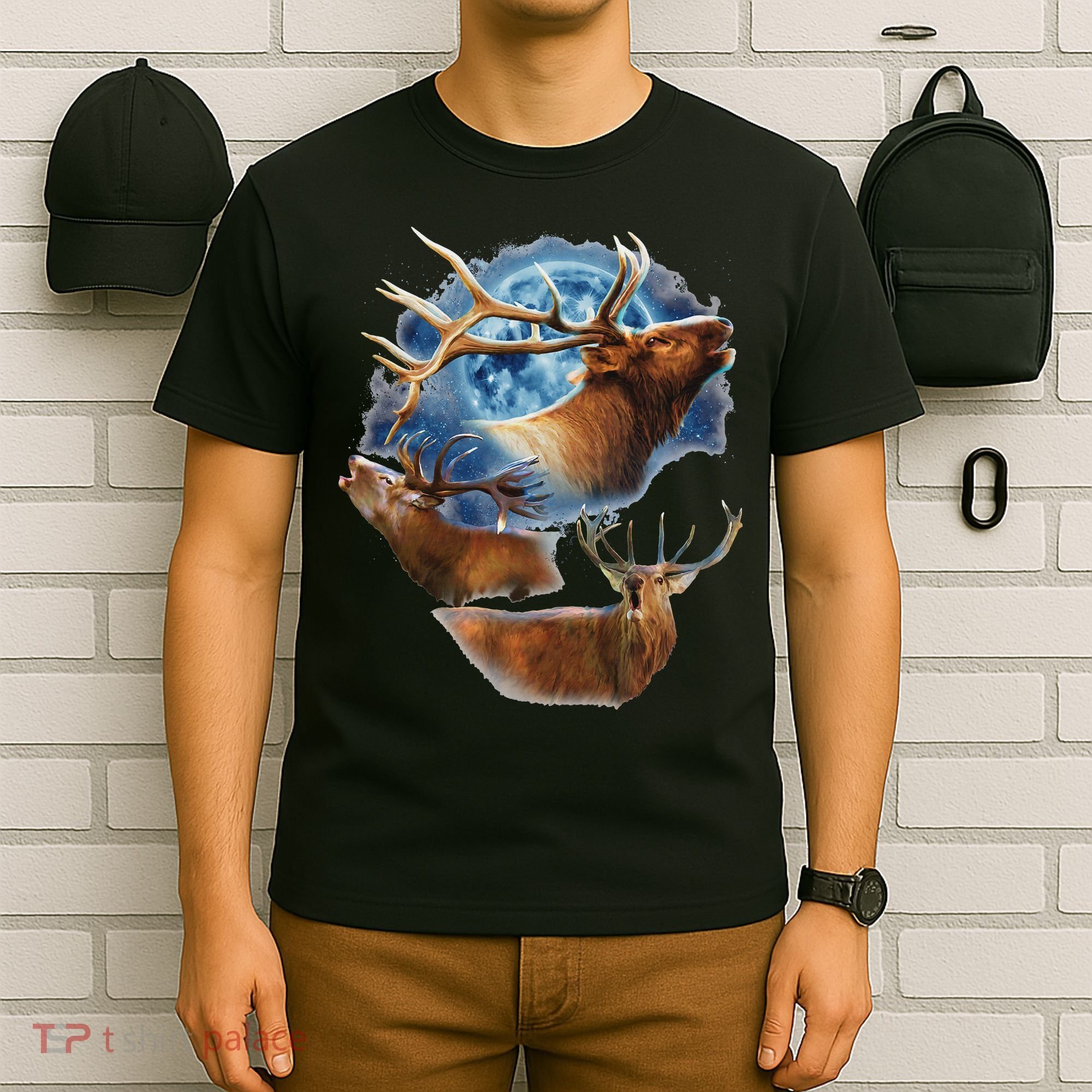 Funny Elk Hunting Elk Howling At The Moon T-Shirt