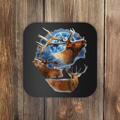 Funny Elk Hunting Elk Howling At The Moon Coaster