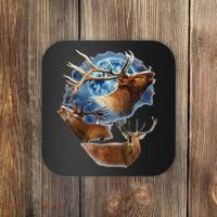 Funny Elk Hunting Elk Howling At The Moon Coaster thumb 0
