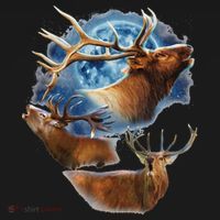 Funny Elk Hunting Elk Howling At The Moon Women's Hoodie thumb 2