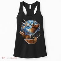 Funny Elk Hunting Elk Howling At The Moon Women's Tank Top thumb 0