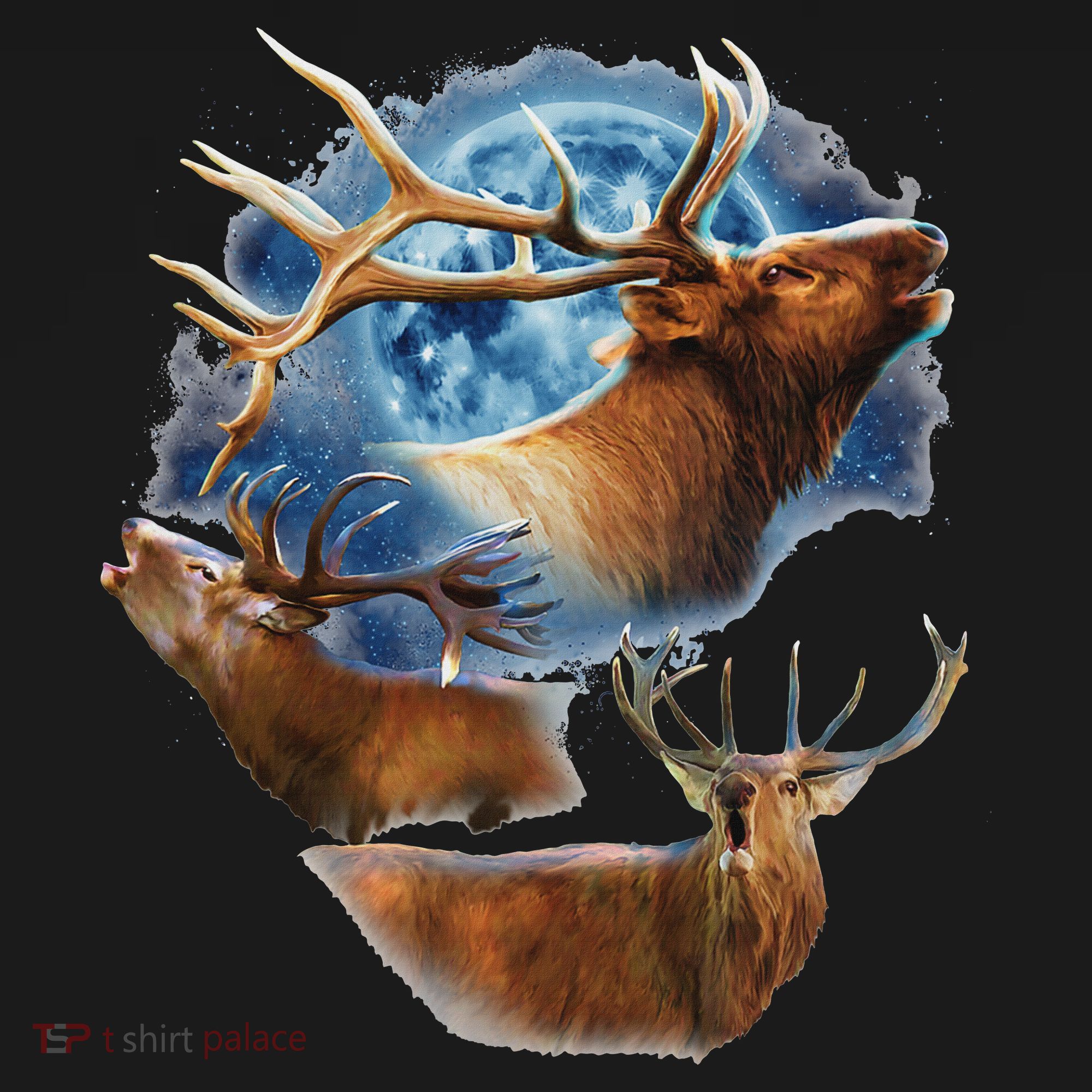 Funny Elk Hunting Elk Howling At The Moon Women's Tank Top