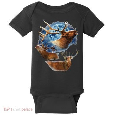 Funny Elk Hunting Elk Howling At The Moon Baby Bodysuit
