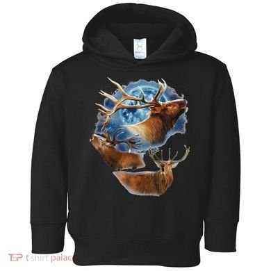 Funny Elk Hunting Elk Howling At The Moon Toddler Hoodie
