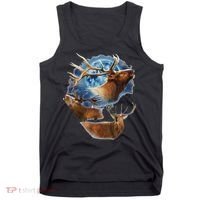 Funny Elk Hunting Elk Howling At The Moon Tank Top thumb 0