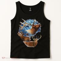 Funny Elk Hunting Elk Howling At The Moon Tank Top thumb 2